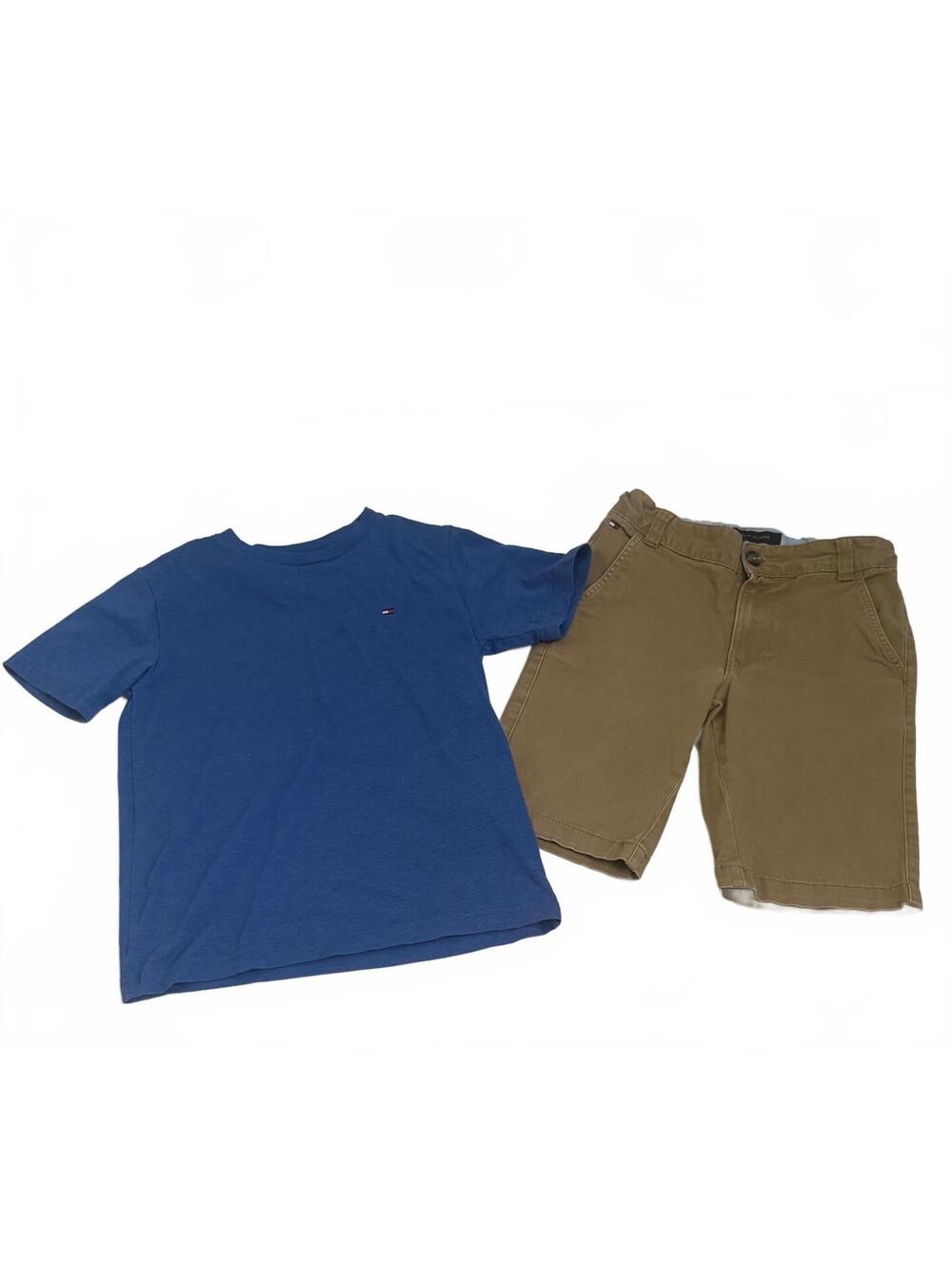 Tommy Hilfiger | Boys Blue Short Sleeve Tee Khaki Shorts Set Outfit Size 8